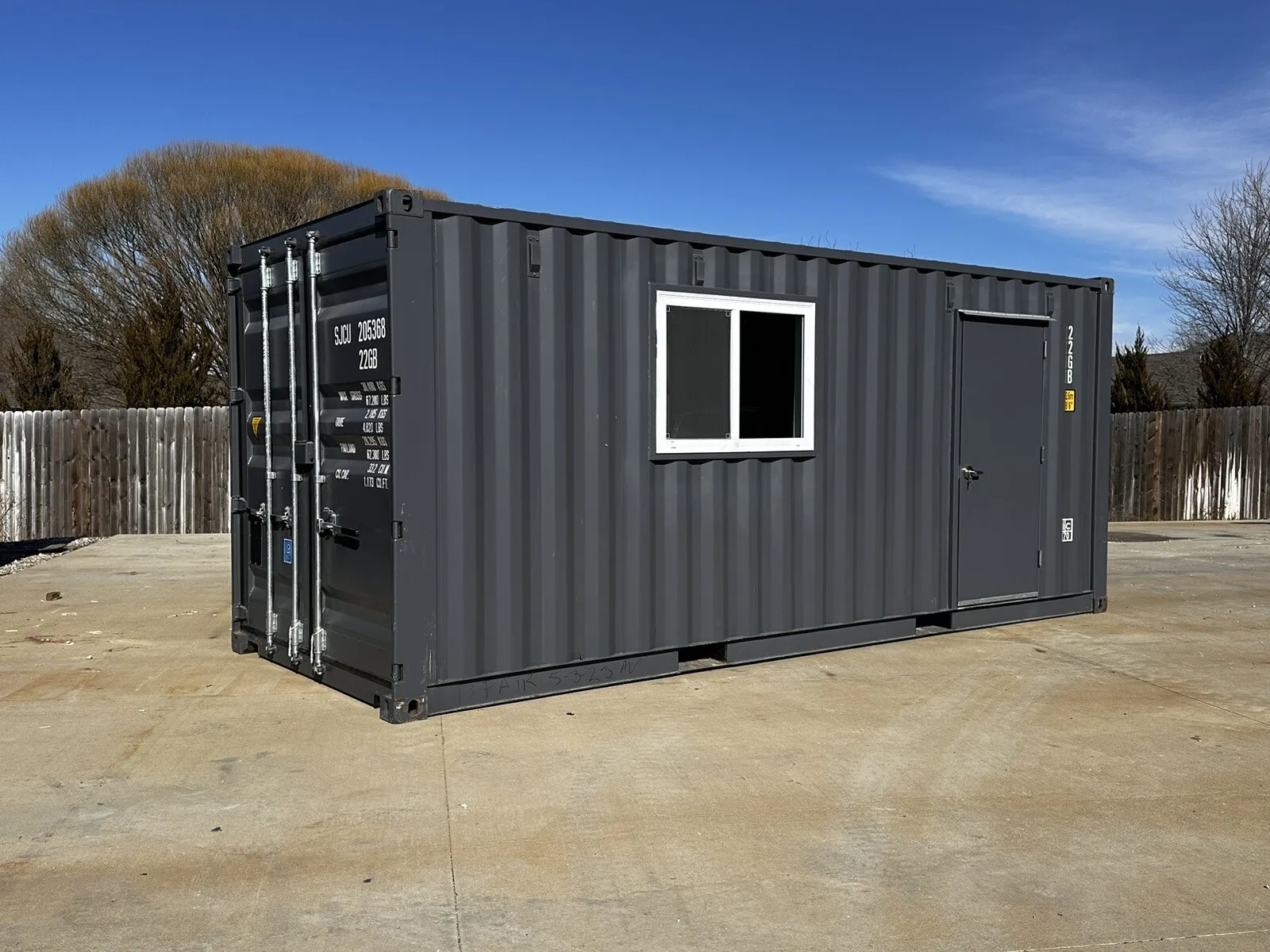 20ft 20’ Slate Gray Shiplap 120V Shipping Container Office Mini Split for Sale - Image 2