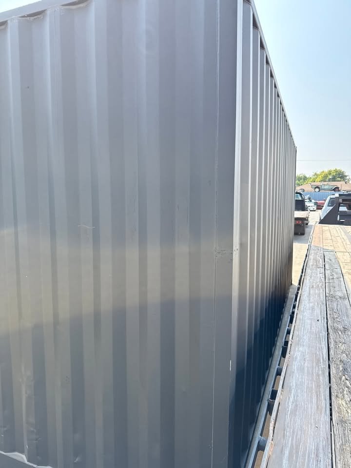 20ft Shipping Container – Matte Black w/ 12’ Side Roll-Up Door for Sale - Image 4