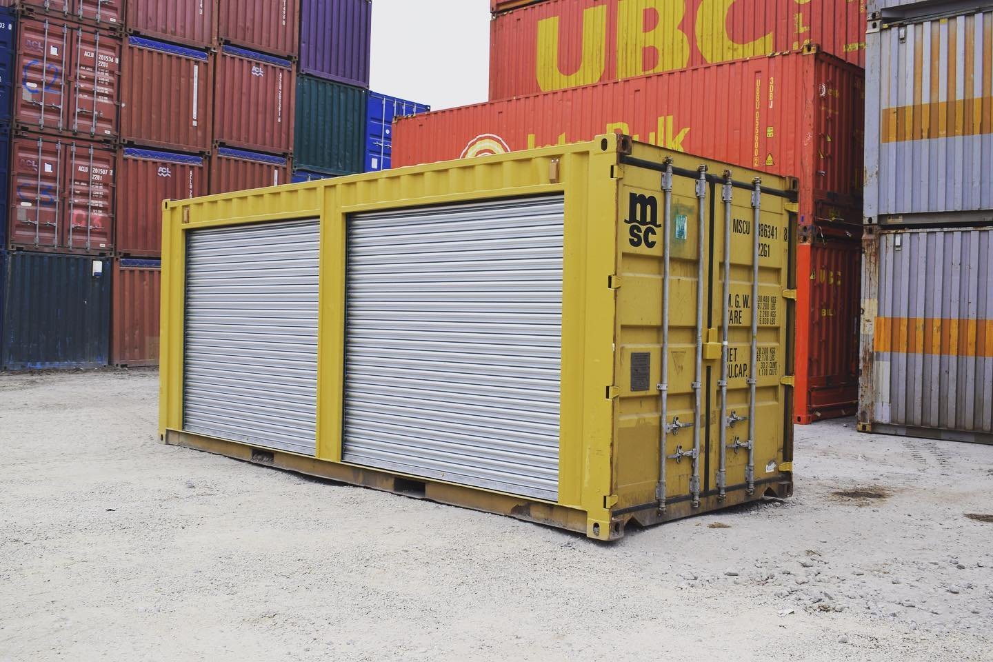 Yellow 20ft Container – Dual Side Roll-Up Doors for Sale