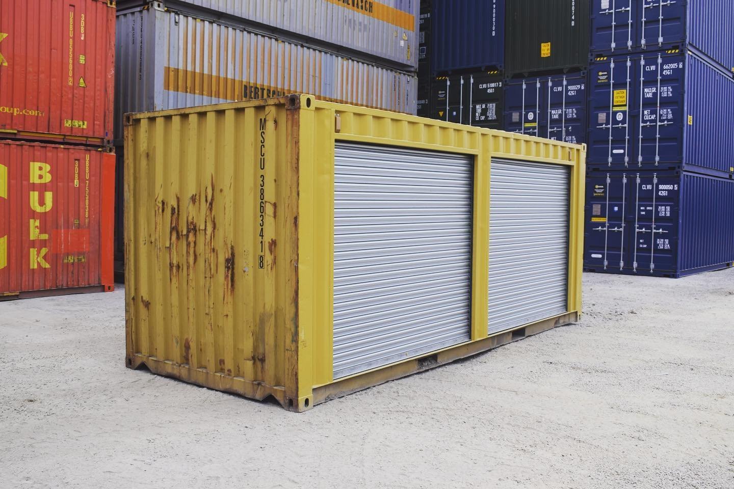 Yellow 20ft Container – Dual Side Roll-Up Doors for Sale - Image 2