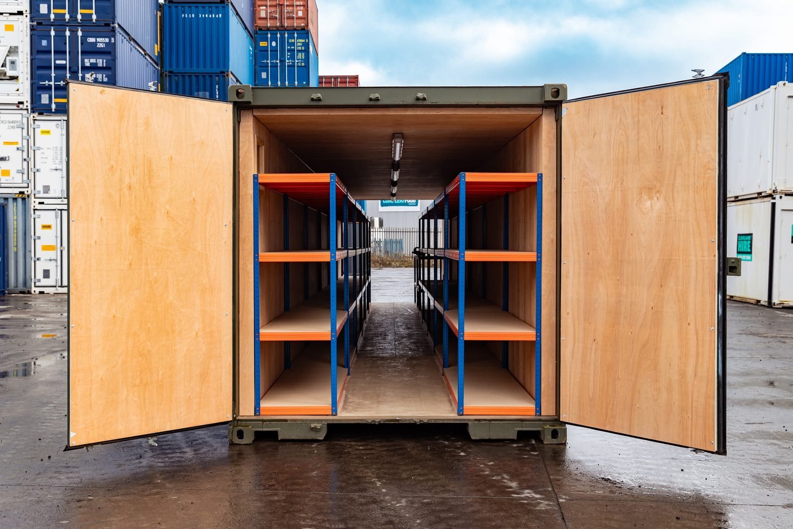 40ft Tunnel Container – Fully Shelved Mobile Workshop for Sale